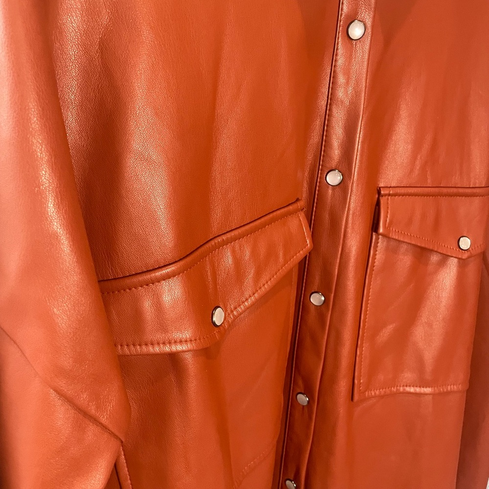 Altar'd State Rust Faux Leather Pearl Snap Jacket - Picture 3 of 8
